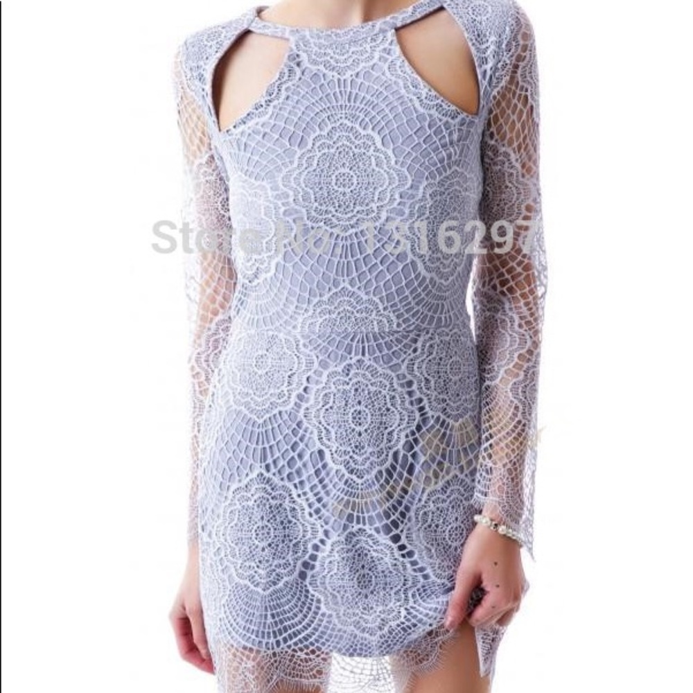 For Love and Lemons Light Blue Lace Dress